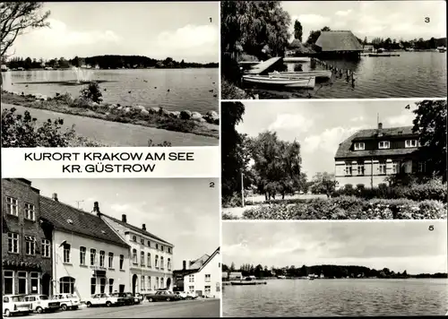 Ak Krakow am See in Mecklenburg Vorpommern, Marktplatz, HO-Gaststätte Seeblick, Seepartien