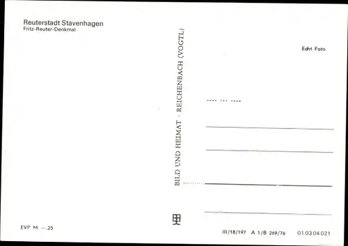 Ak Reuterstadt Stavenhagen, Fritz-Reuter-Denkmal