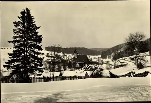 Ak Trautenstein Oberharz am Brocken, Gesamtansicht, Winterpartie, Butterkopf
