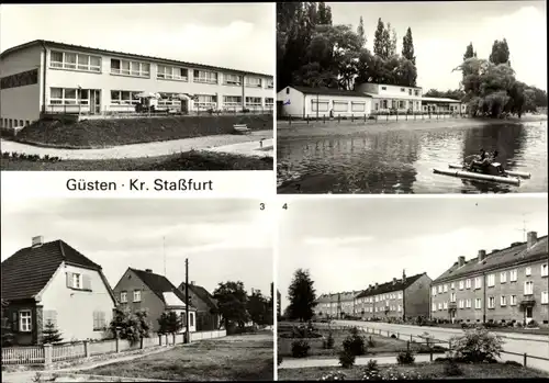 Ak Güsten, Staßfurt im Salzlandkreis, Kinderkrippe, Strandbad, Ratswiesen, Wohngebiet Neues Leben