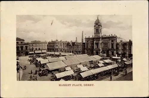 Ak Derby Derbyshire England, Market Place