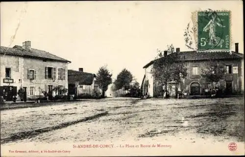 Ak Saint André de Corcy Ain, La Place, Route de Mionnay