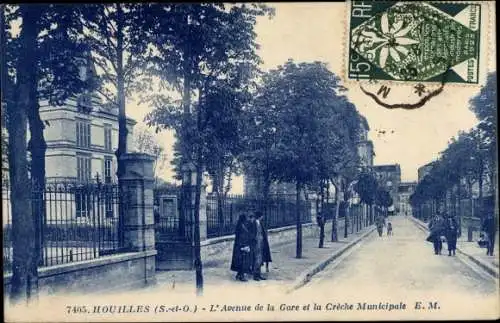 Ak Houilles Yvelines, L'Avenue de la Gare et la Creche Municipale