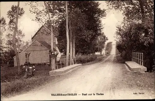 Ak Villiers sur Tholon Yonne, Pont sur le Tholon