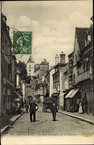 Ak Montargis Loiret, La Rue de Loing et la Chateau