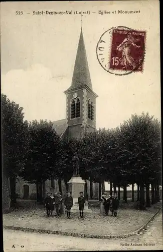 Ak Saint Denis en Val Loiret, Eglise et Monument