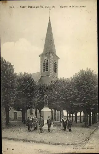 Ak Saint Denis en Val Loiret, Eglise et Monument