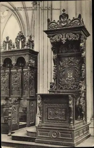 Ak Bayeux Calvados, Cathédrale, Trône de l´Évéché