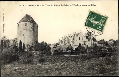 Ak Thouars Deux Sèvres, La Tour du Prince de Galles et l´Ecole primaire de Filles