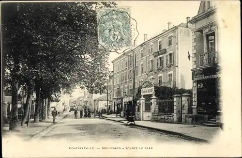 Ak Contrexéville Vosges, Boulevard, Source Le Cler, Hotel Moderne