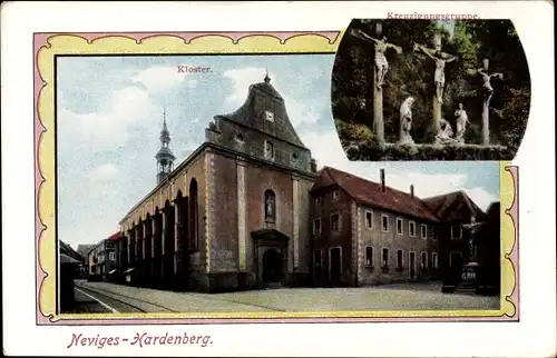 Passepartout Ak Hardenberg Neviges Velbert Nordrhein Westfalen, Kloster, Kreuzigungsgruppe