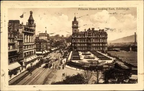 Passepartout Ak Edinburgh Schottland, Princes Street looking East