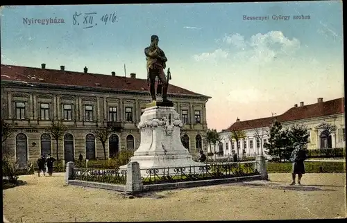 Ak Nyiregyhaza Birkenkirchen Ungarn, Bessenyei Gyorgy szobra