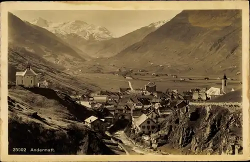 Ak Andermatt Kanton Uri, Panorama vom Ort