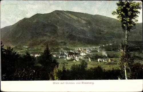 Ak Goldau Arth Kanton Schwyz, Blick auf Rossberg