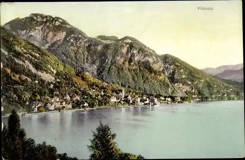 Ak Vitznau Kanton Luzern, Panorama vom Ort