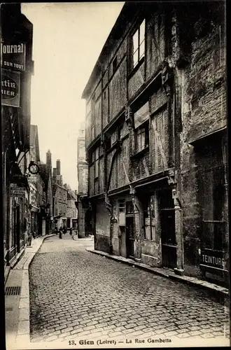 Ak Gien Loiret, La Rue Gambetta