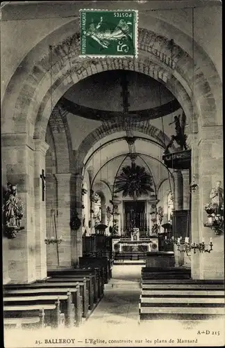 Ak Balleroy Calvados, Église, Vue Intérieure