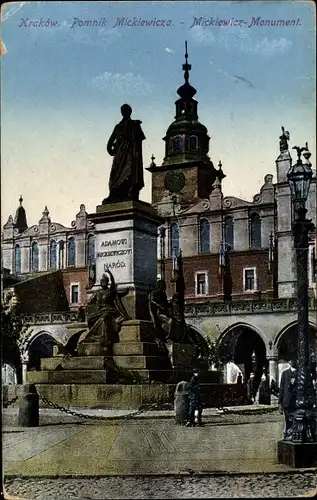 Ak Kraków Krakau Polen, Domnik Mickiewicza Monument