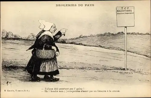 Künstler Ak Costille, E., Thouars Deux Sèvres, Droleries du Pays, Des Femmes Vieilles