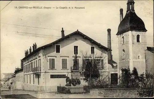 Ak Charmes Vosges, La Chapelle et le Monument