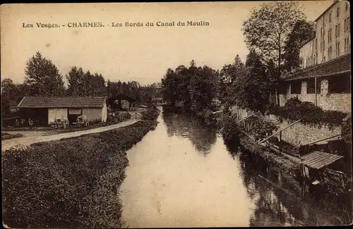 Ak Charmes Vosges, Les Bords du Canal du Moulin