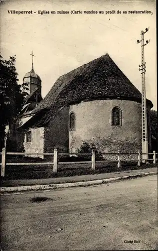 Ak Villeperrot Yonne, Église en Ruines