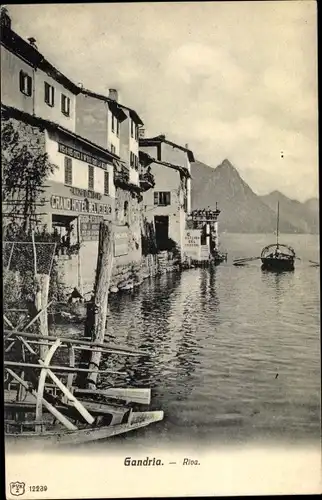 Ak Gandria Lago di Lugano Tessin Schweiz, Riva, Wasserpartie