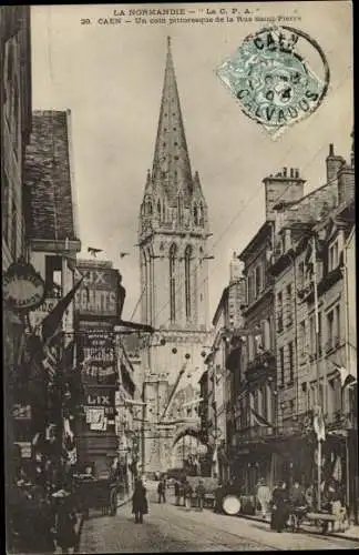 Ak Caen Calvados,  Rue Saint Pierre