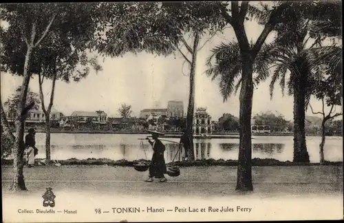 Ak Hanoi Tonkin Vietnam, Petit Lac et Rue Jules Ferry