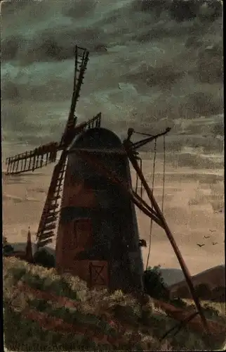 Künstler Ak Müller, W., Landschaft mit Windmühle