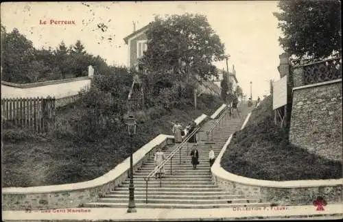 Ak Le Perreux-sur-Marne Val-de-Marne, Les Cent Marches