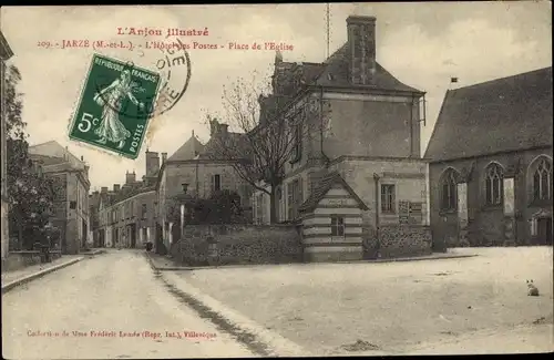 Ak Jarzé Maine et Loire, L'Hotel des Postes, Place de l'Eglise