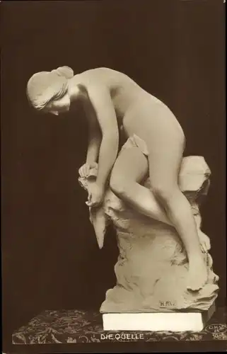 Ak Plastik von H. Peter, Die Quelle, Frauenakt