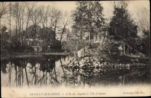 Ak Neuilly sur Seine Hauts de Seine, L´Île des Anglais et l´Île d´Amour