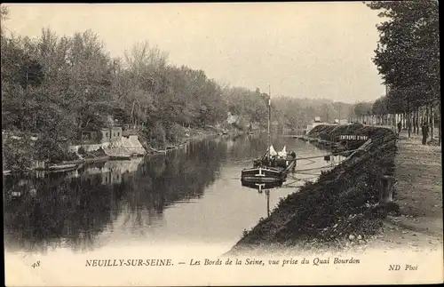 Ak Neuilly sur Seine Hauts de Seine, Les Bords de la Seine, pris du Quai Bourdon