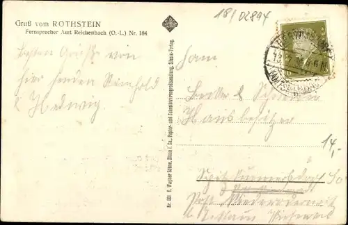 Ak Rothstein Rotstein Reichenbach in der Oberlausitz, Bergrestaurant