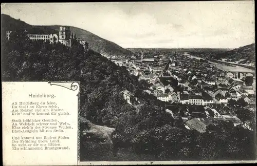 Ak Heidelberg am Neckar, Gesamtansicht mit Schloss