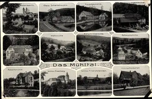 Ak Eisenberg im Saale Holzland Kreis, Meuschkensmühle, Naupoldsmühle, Froschmühle, Pfarrmühle
