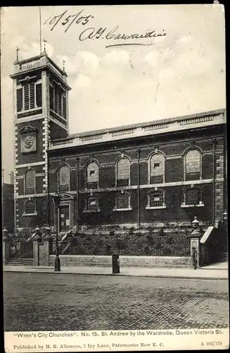 Ak London City England, Wren´s City Churches, St Andrew by the Wardrobe, Queen Victoria Street