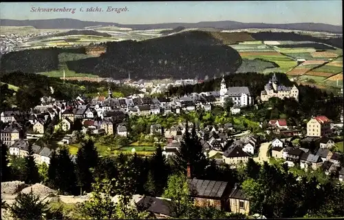 Ak Schwarzenberg im Erzgebirge Sachsen, Blick auf den Ort