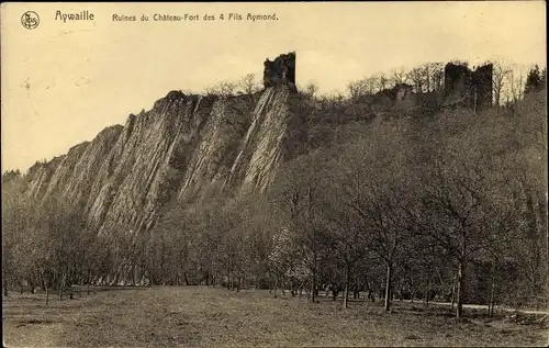 Ak Aywaille Wallonien Lüttich, Ruines du Chateau Fort des 4 Fils Aymond