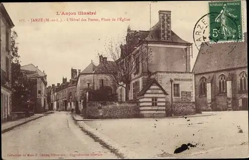 Ak Jarzé Maine et Loire, L'Hotel des Postes, L'Hotel des Postes, Place de l'Eglise