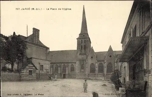 Ak Jarzé Maine et Loire, L'Hotel des Postes, La Place de l'Eglise