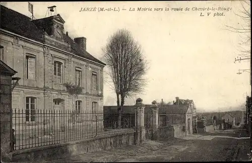 Ak Jarzé Maine et Loire, La Mairie vers la route de Chevire le Rouge