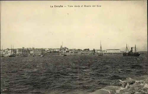 Ak A Coruña Galicien, Vista desde el Muelle del Esie