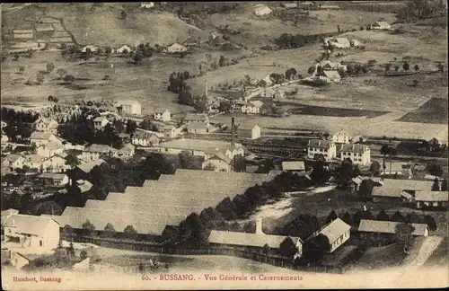 Ak Bussang Vosges, Vue generale et Casernements