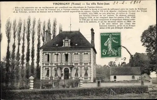 Ak Thorigny sur Oreuse Yonne, La Villa Saint Jean