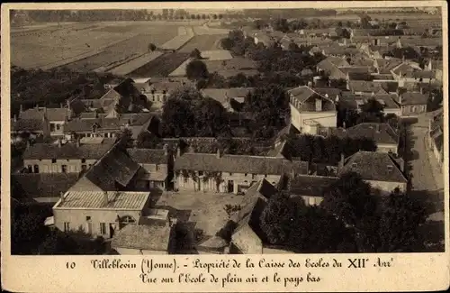 Ak Villeblevin Yonne, Vue sur l´École