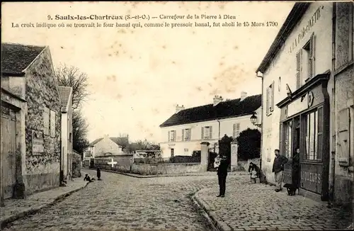 Ak Saulx-les-Chartreux Essonne, Carrefour de la Pierre à Dieu